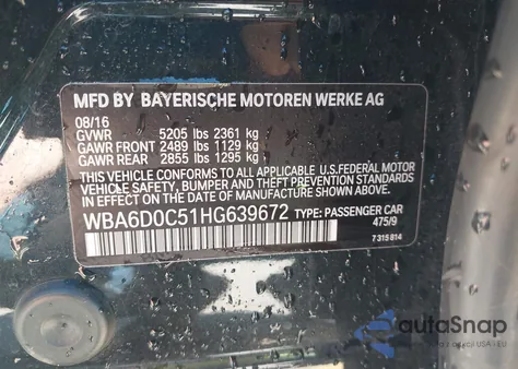 2017 BMW 640I Gran Coupe из США, поврежденный, VIN WBA6D0C51HG639672